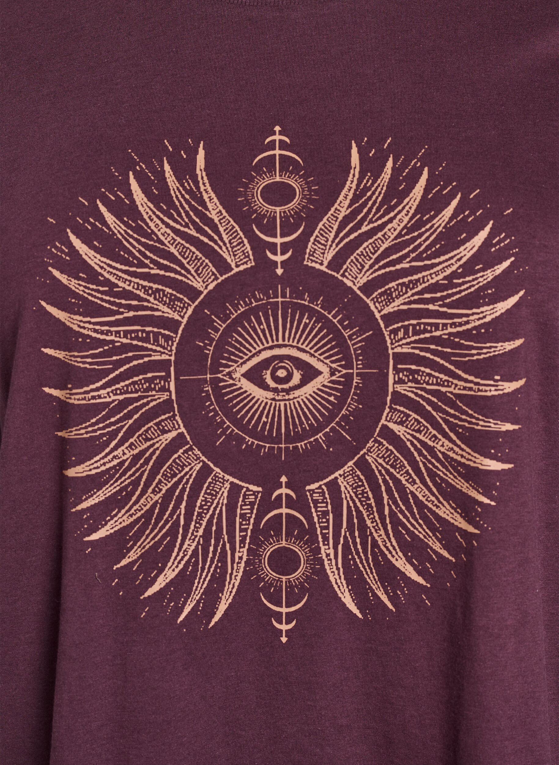 ZizziT-Shirt aus Baumwolle mit Print auf der Vorderseite, Dunkles Bordeaux, Packshot image number 2