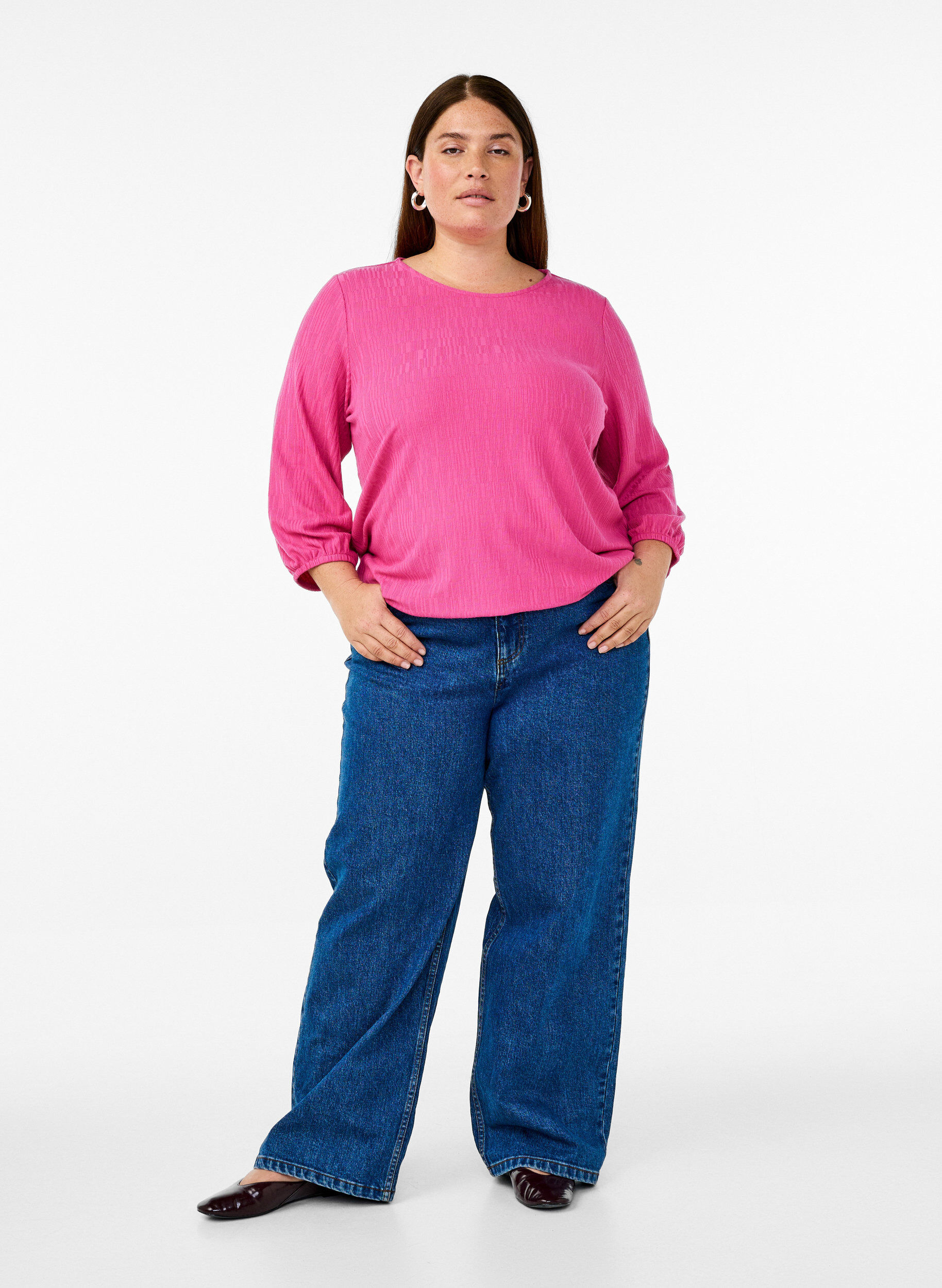 ZizziBluse mit Struktur und 3/4-&Auml;rmeln, Rot, Model image number 1