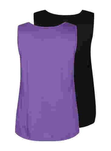 2er-Pack Tops aus einer Baumwollmischung, Deep Lavender/Black, Packshot image number 1