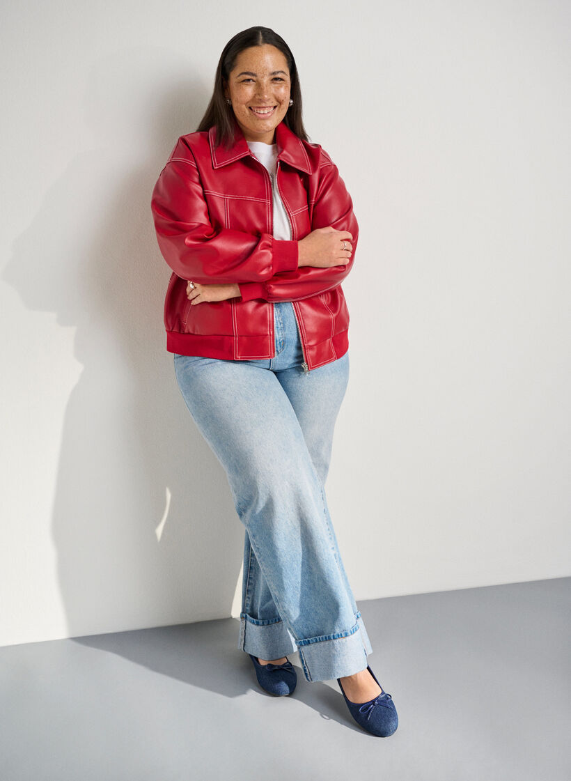 Extra-Weite – Denim-Ballerina mit Schleife, Blau, Image