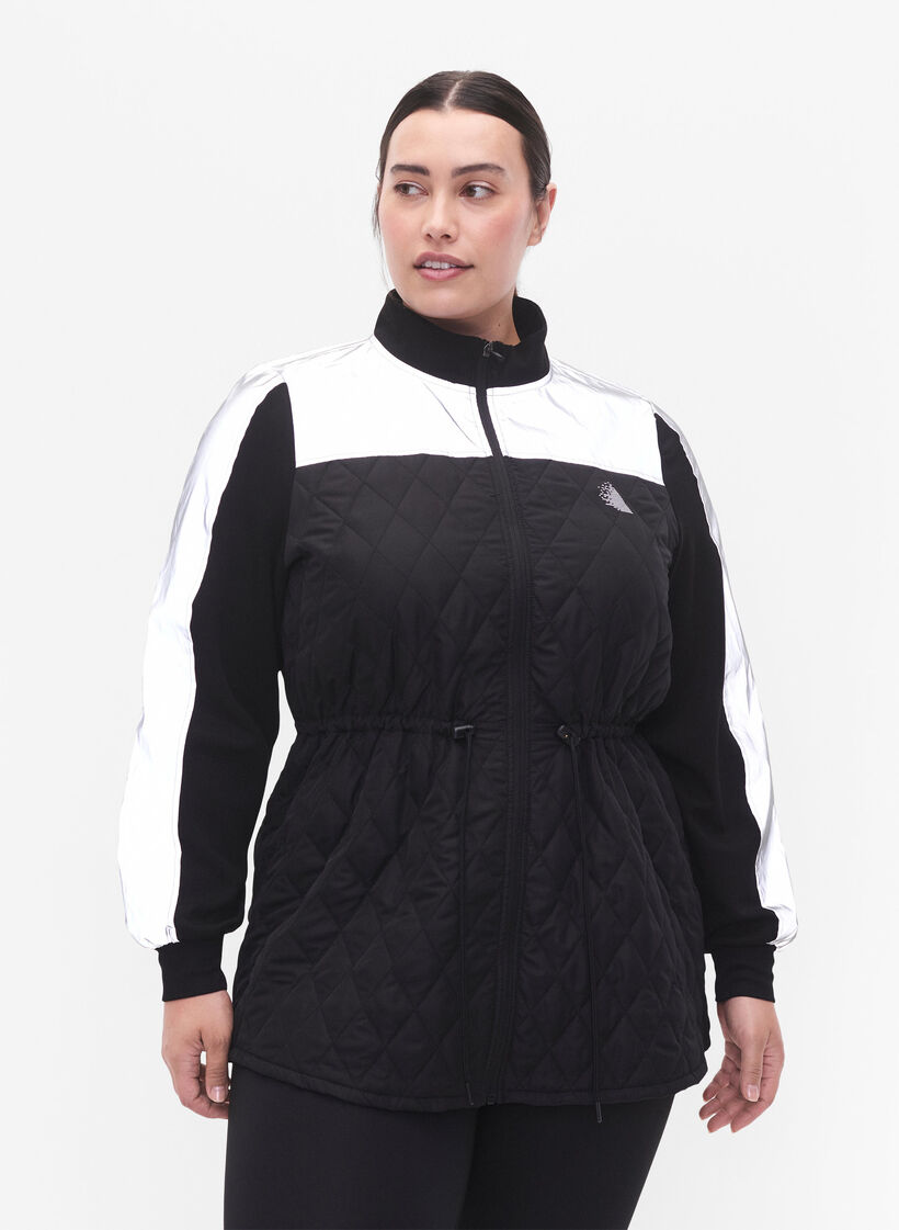 Reflektierende Sportjacke mit verstellbarem Taillenbund, Black w. Reflex, Model image number 0