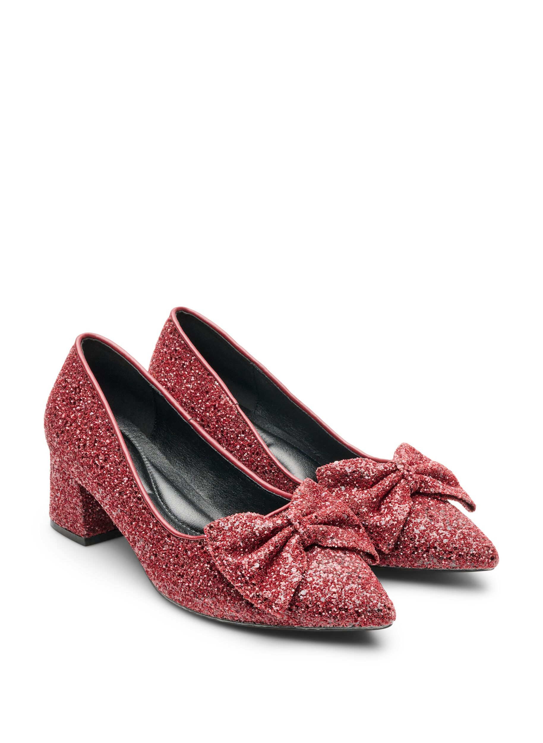ZizziGlitzer-Pumps mit Schleife, Rot, Packshot image number 1