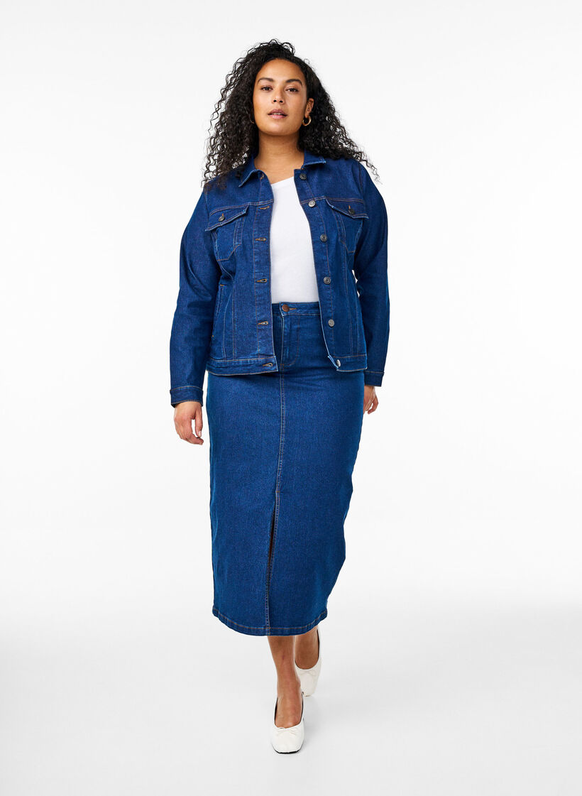 FLASH - Denim-Jacke aus elastischer Baumwollmischung, Blau, Model image number 1