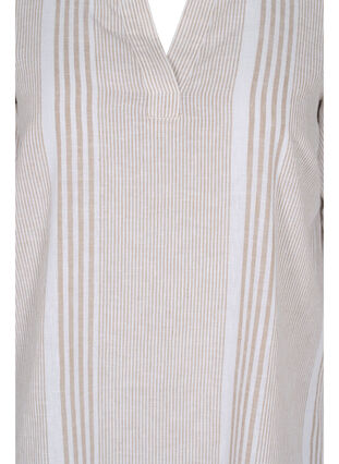 Gestreiftes Kleid aus Baumwolle und Leinen, White Taupe Stripe, Packshot image number 2
