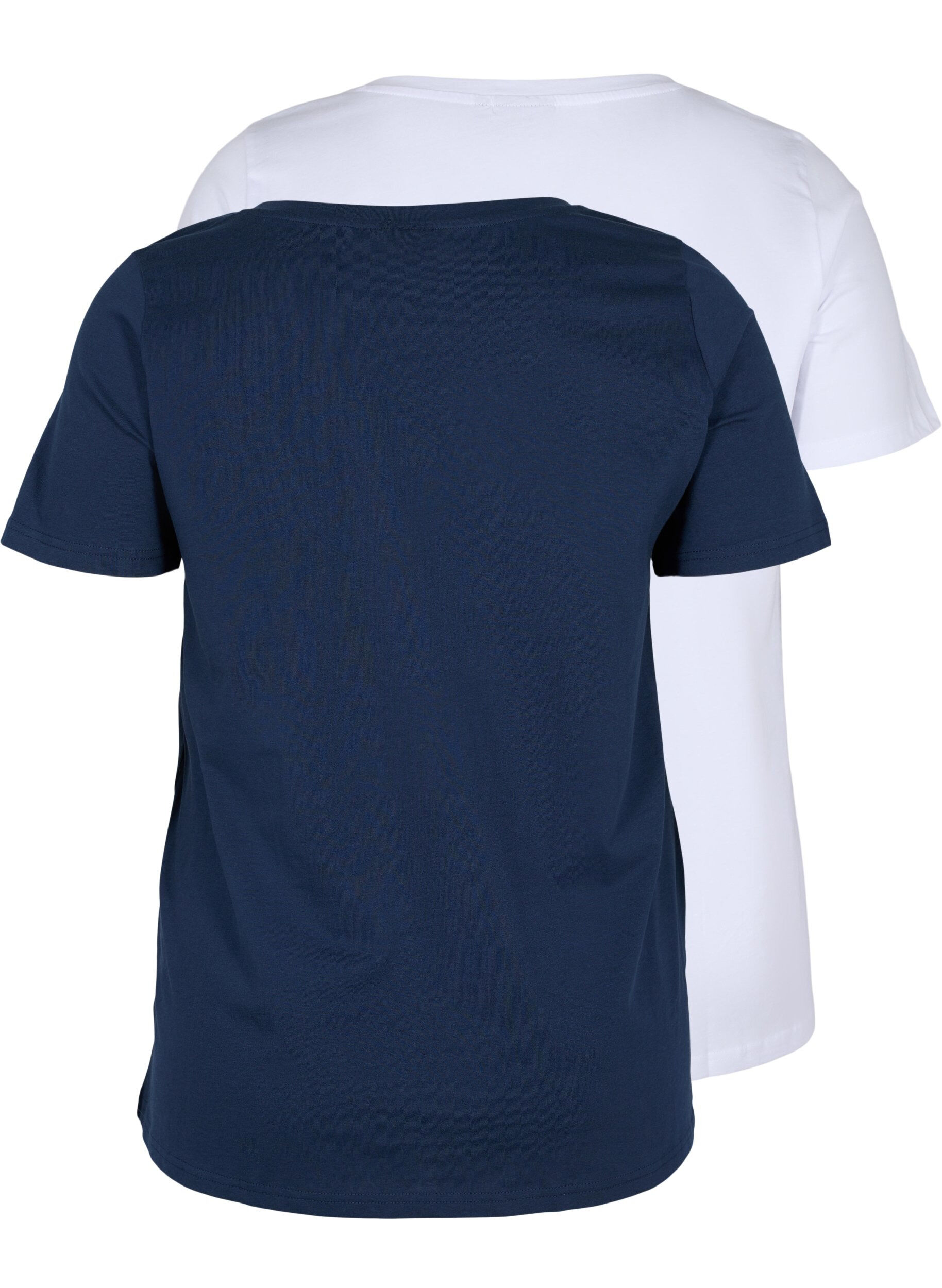Zizzi2er-Pack basic T-Shirts aus Baumwolle, Navy B/B White, Packshot image number 1
