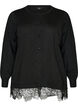Cardigan mit breitem Spitzensaum, Schwarz, Packshot image number 0