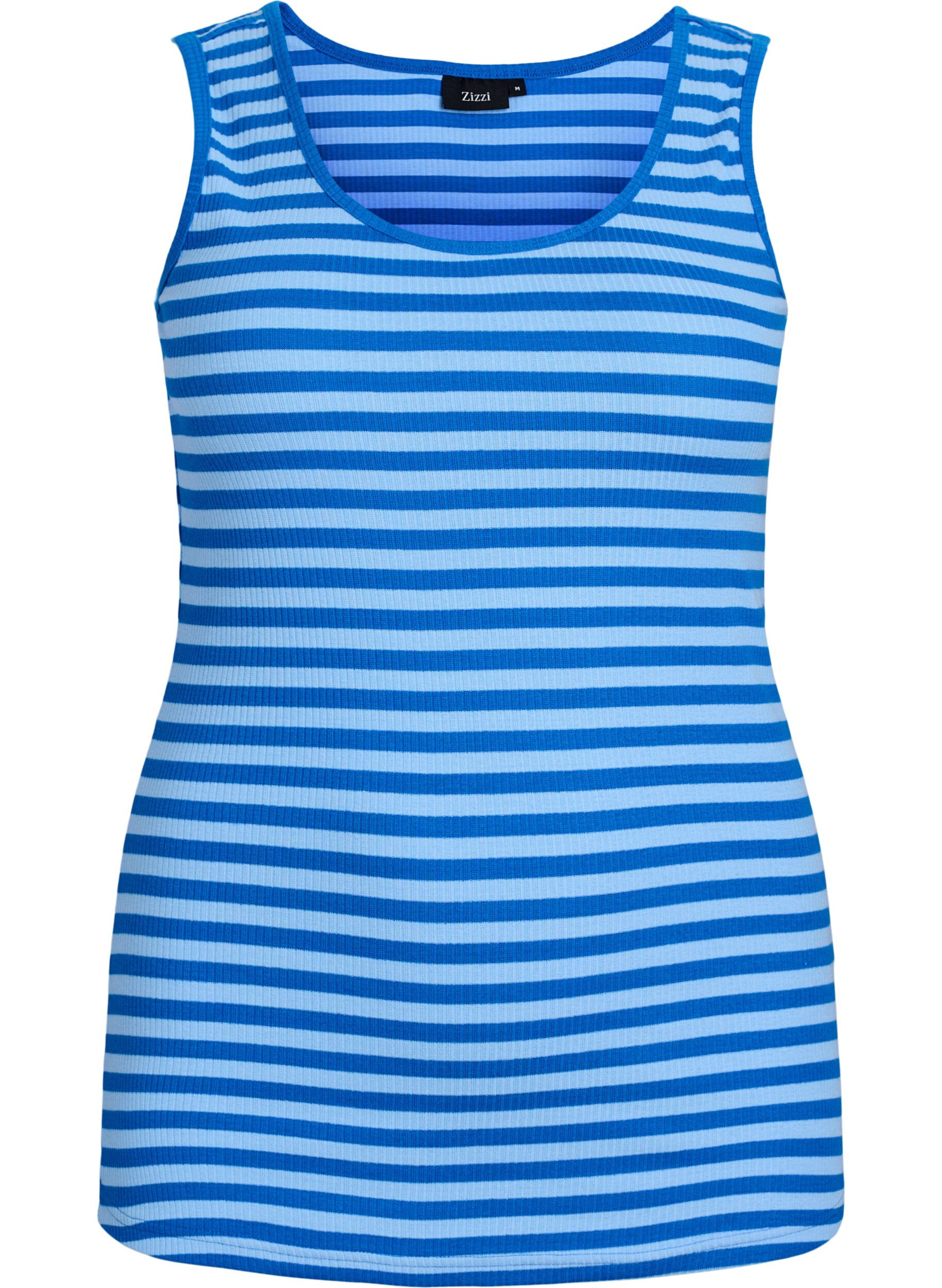 ZizziGestreiftes Tanktop mit Rippenstruktur, Blau, Packshot image number 0