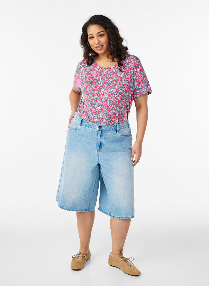 T-Shirt mit floralem Print, Pink, Model image number 1