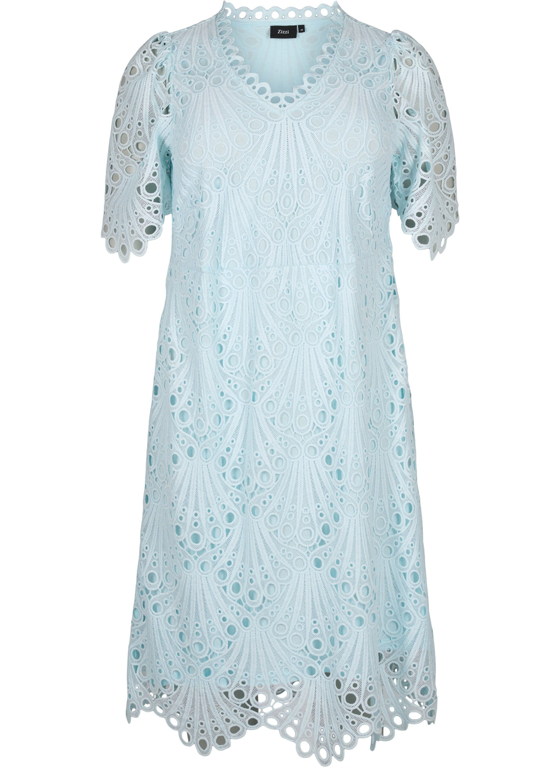 ZizziH&auml;kelkleid mit kurzen &Auml;rmeln, Delicate Blue, Packshot image number 0