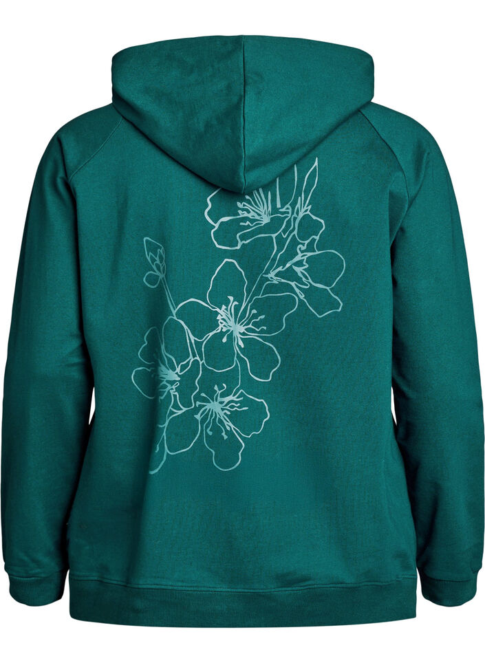 Hoodie aus Sweatstoff mit Rei&szlig;verschluss und R&uuml;ckendruck, Gr&uuml;n, Packshot image number 1
