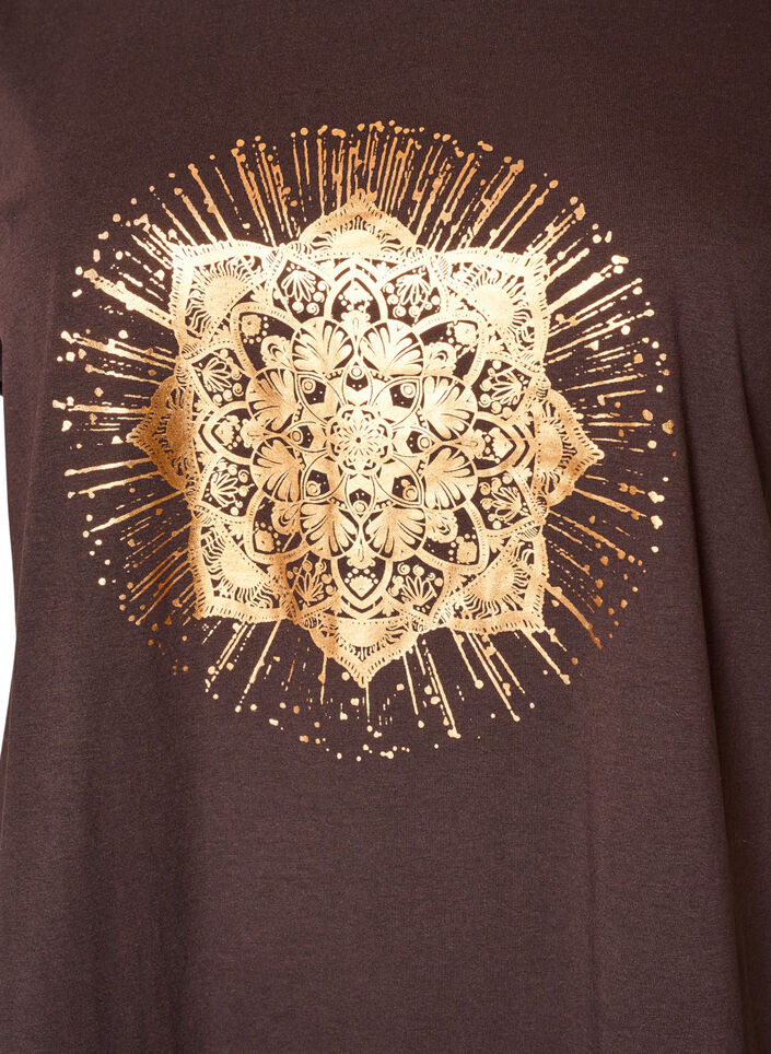 T-Shirt mit dekorativem Frontprint, Braun, Packshot image number 2