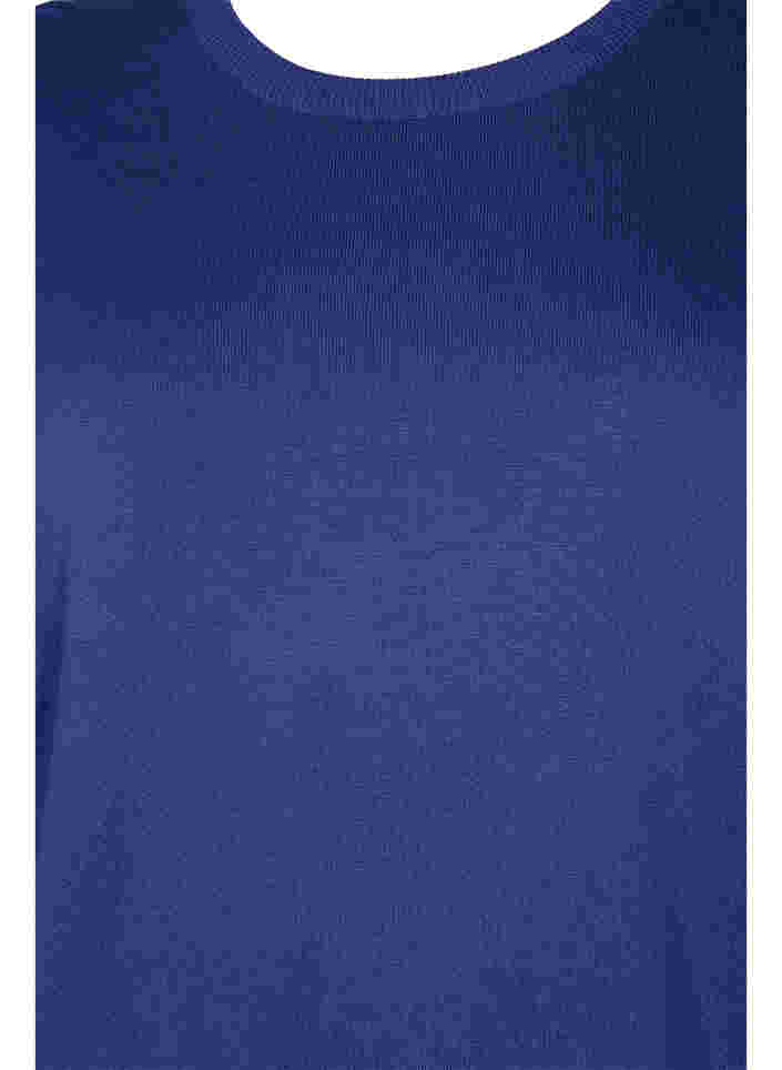 Gestrickte Viskosebluse mit langen Ärmeln, Deep Cobalt Solid, Packshot image number 2