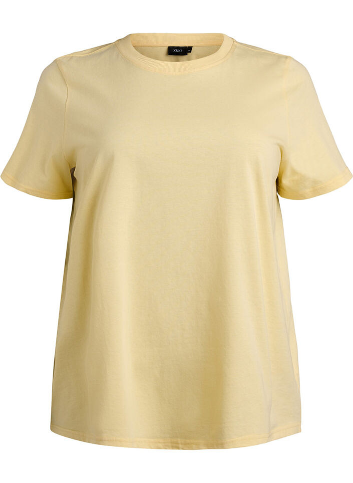 Basic-T-Shirt aus Baumwolle mit Rundhalsausschnitt, Gelb, Packshot image number 0