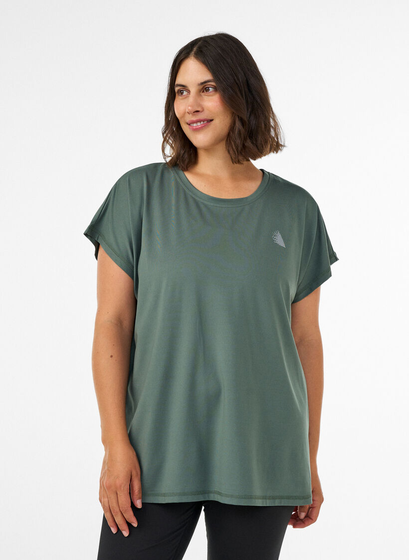 Einfarbiges Trainings-T-Shirt, Gr&uuml;n, Model image number 0