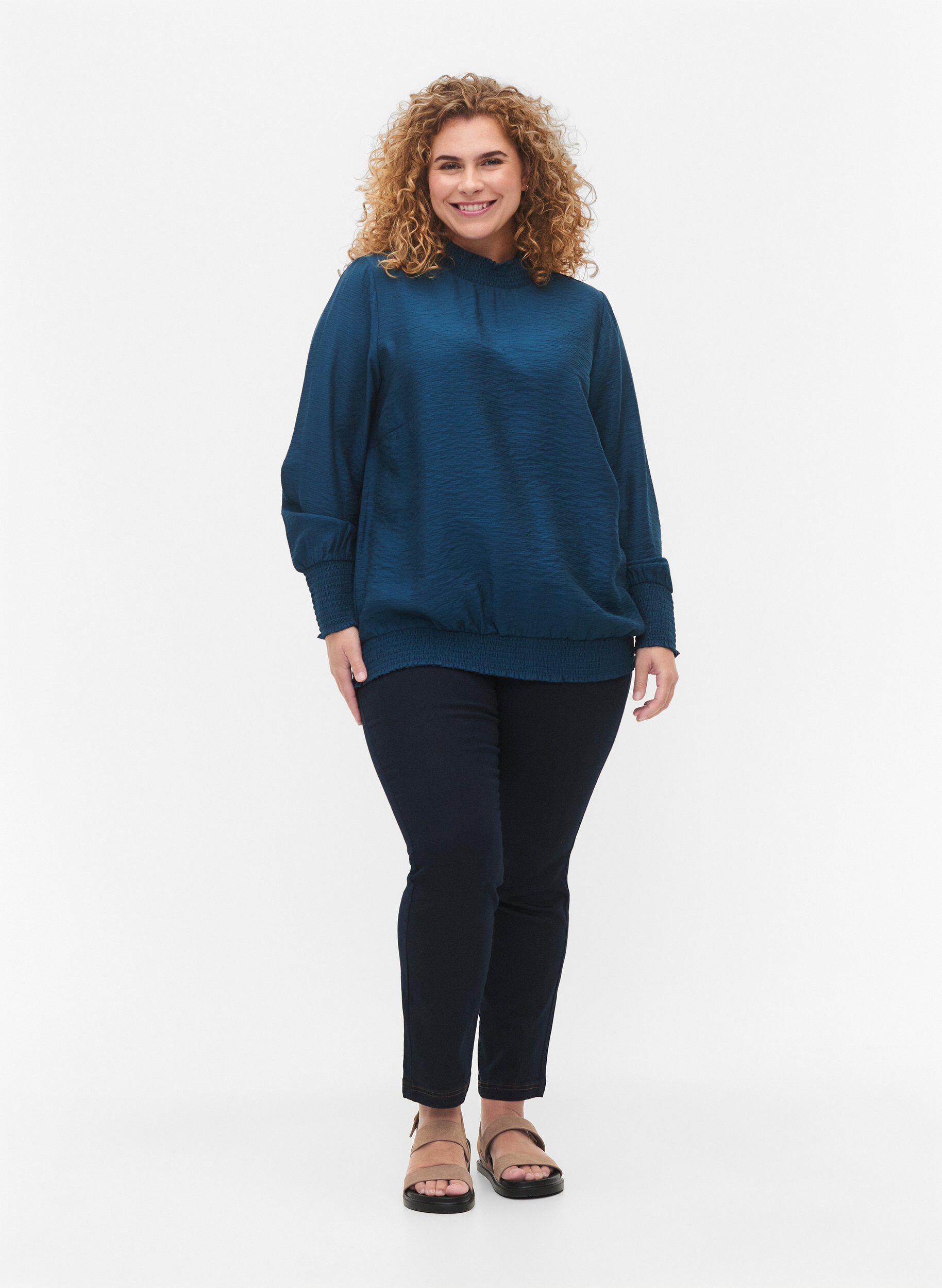 ZizziViskose Bluse mit Sch&uuml;rze, Reflecting Pond, Model image number 2