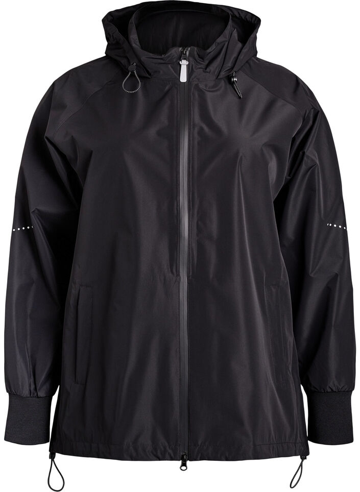 Regenjacke mit reflektierenden Details, Schwarz, Packshot image number 0