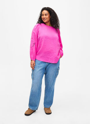 Bluse aus TENCEL™-Modal mit gestickten Details, Phlox Pink, Model image number 3