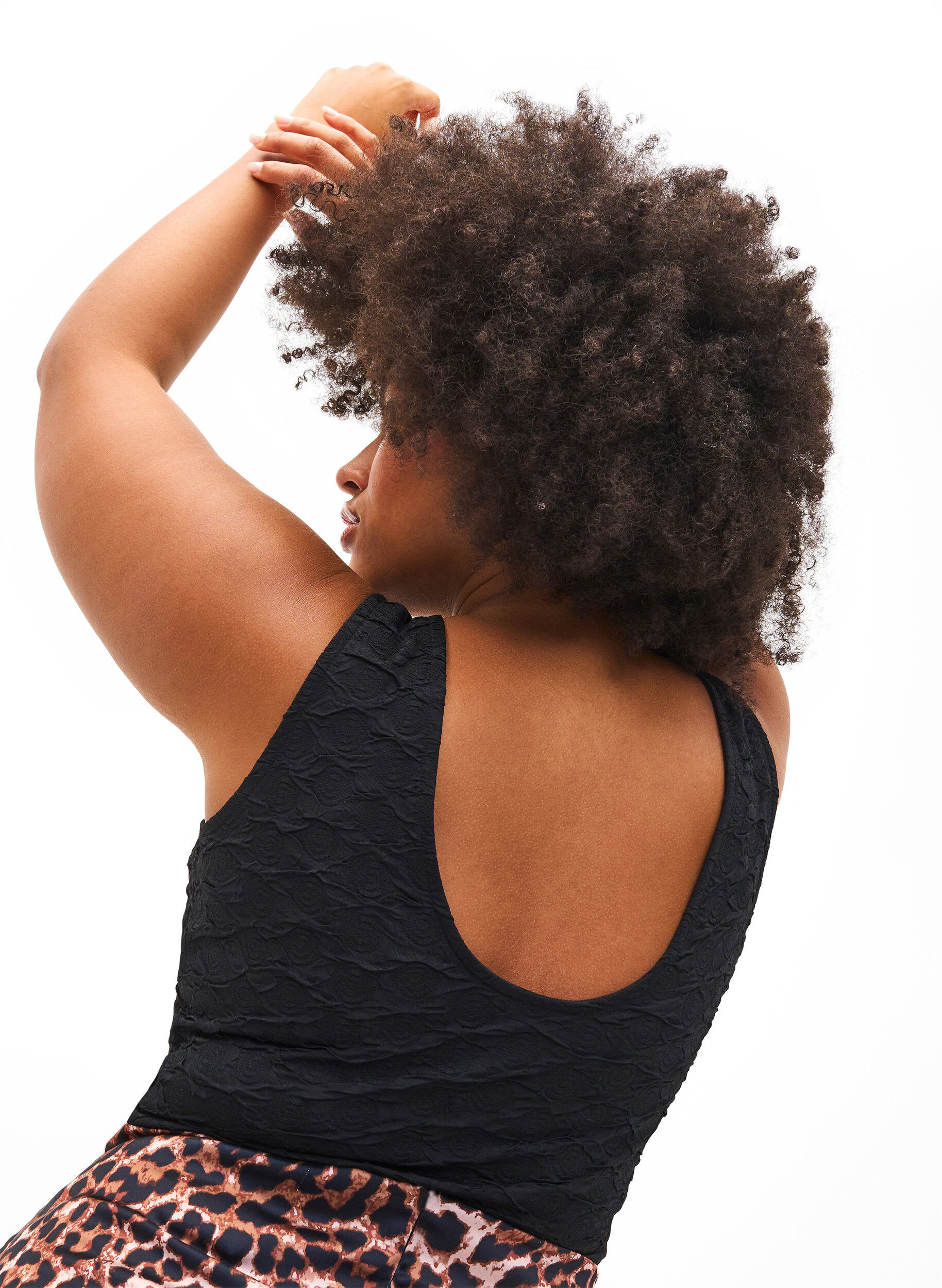 Zizzi&Auml;rmelloser Bodystocking mit strukturierter Textur, Black, Model image number 1