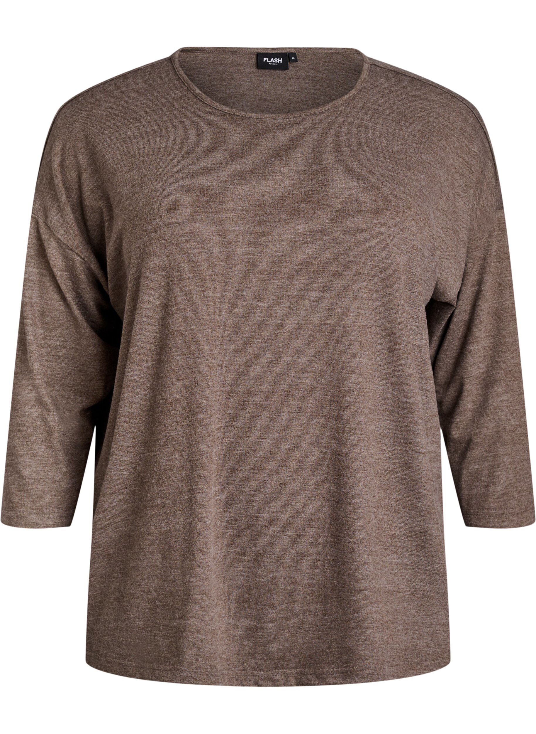 ZizziBluse aus Jersey mit 3/4-&Auml;rmeln, Braun, Packshot image number 0