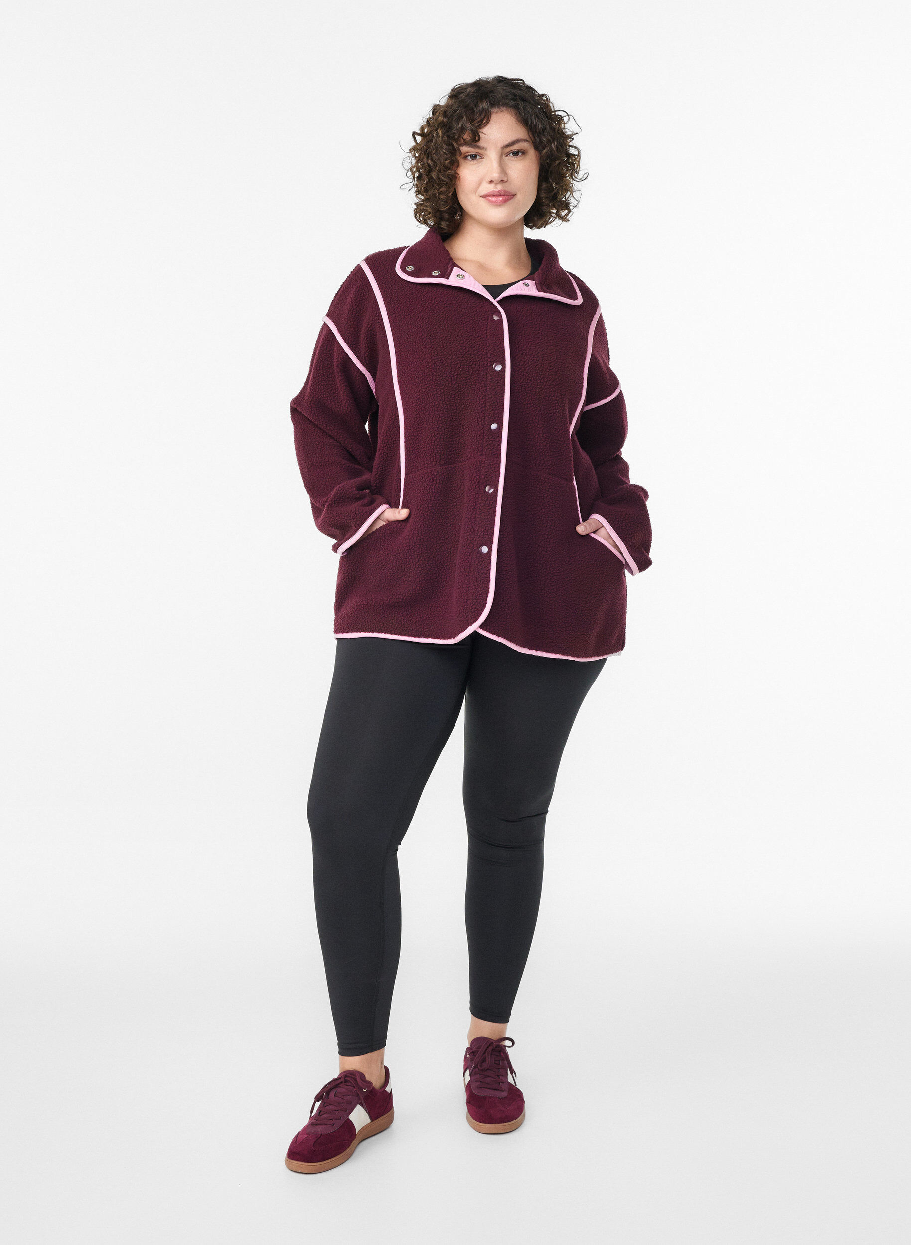 ZizziTeddy-Jacke mit Kontrastdetails, Rot, Model image number 1