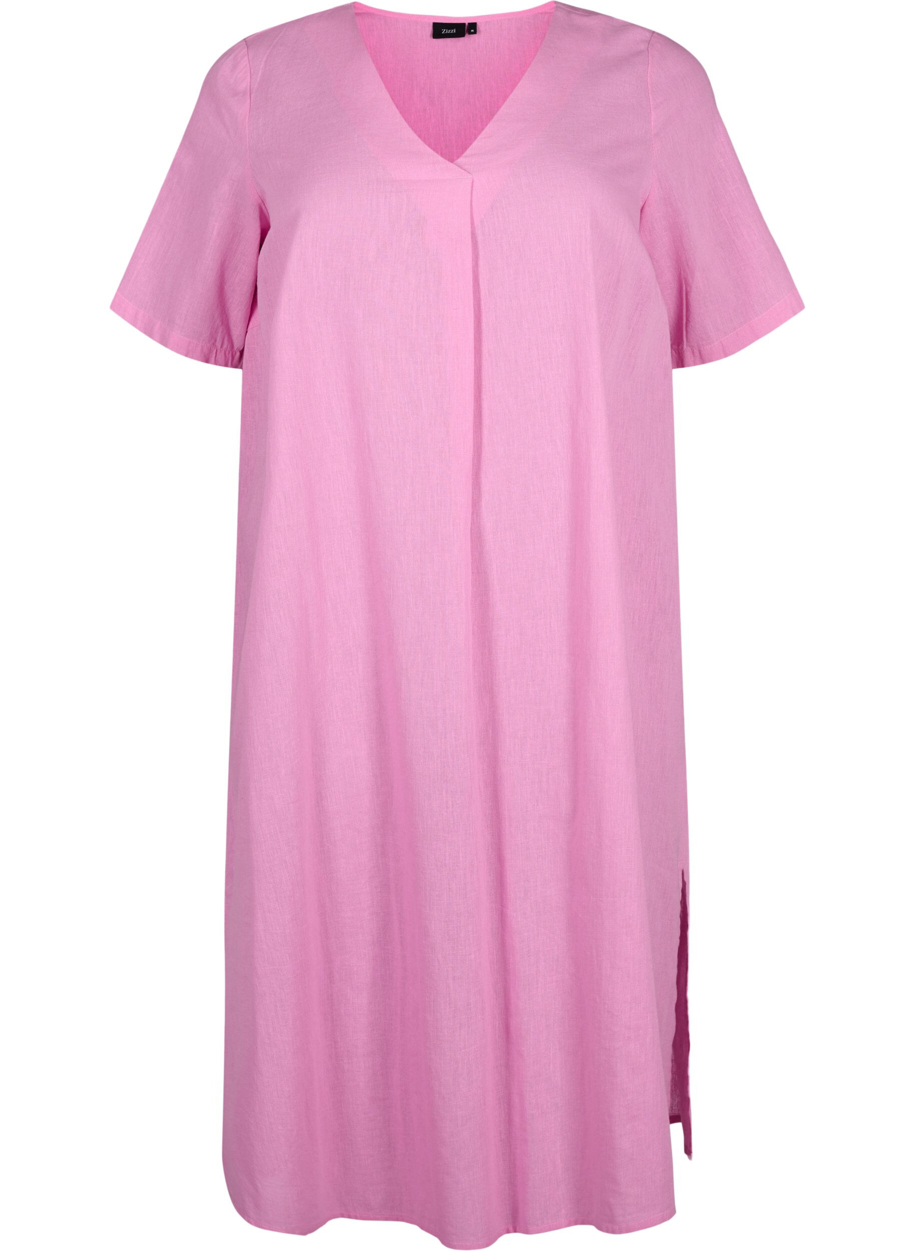 ZizziKaftan-Kleid aus Baumwollmischung mit Leinen, Pink, Packshot image number 0