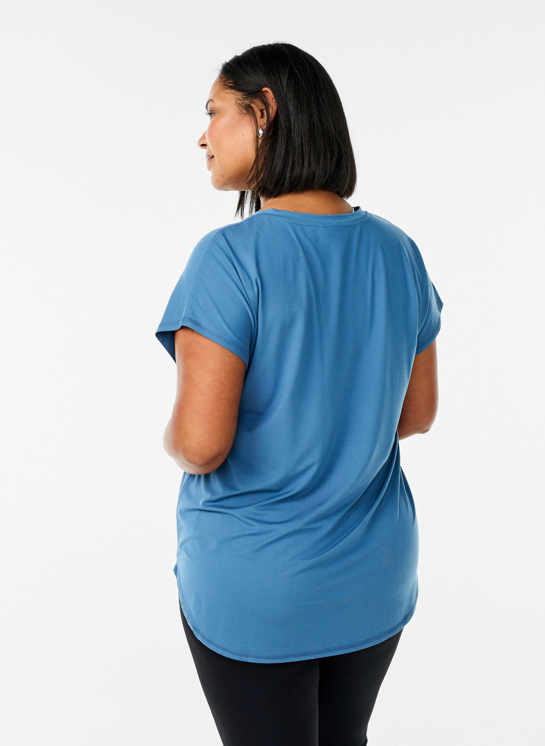 ZizziTrainingsshirt mit V-Ausschnitt und kurzen &Auml;rmeln, Petrol, Model image number 2