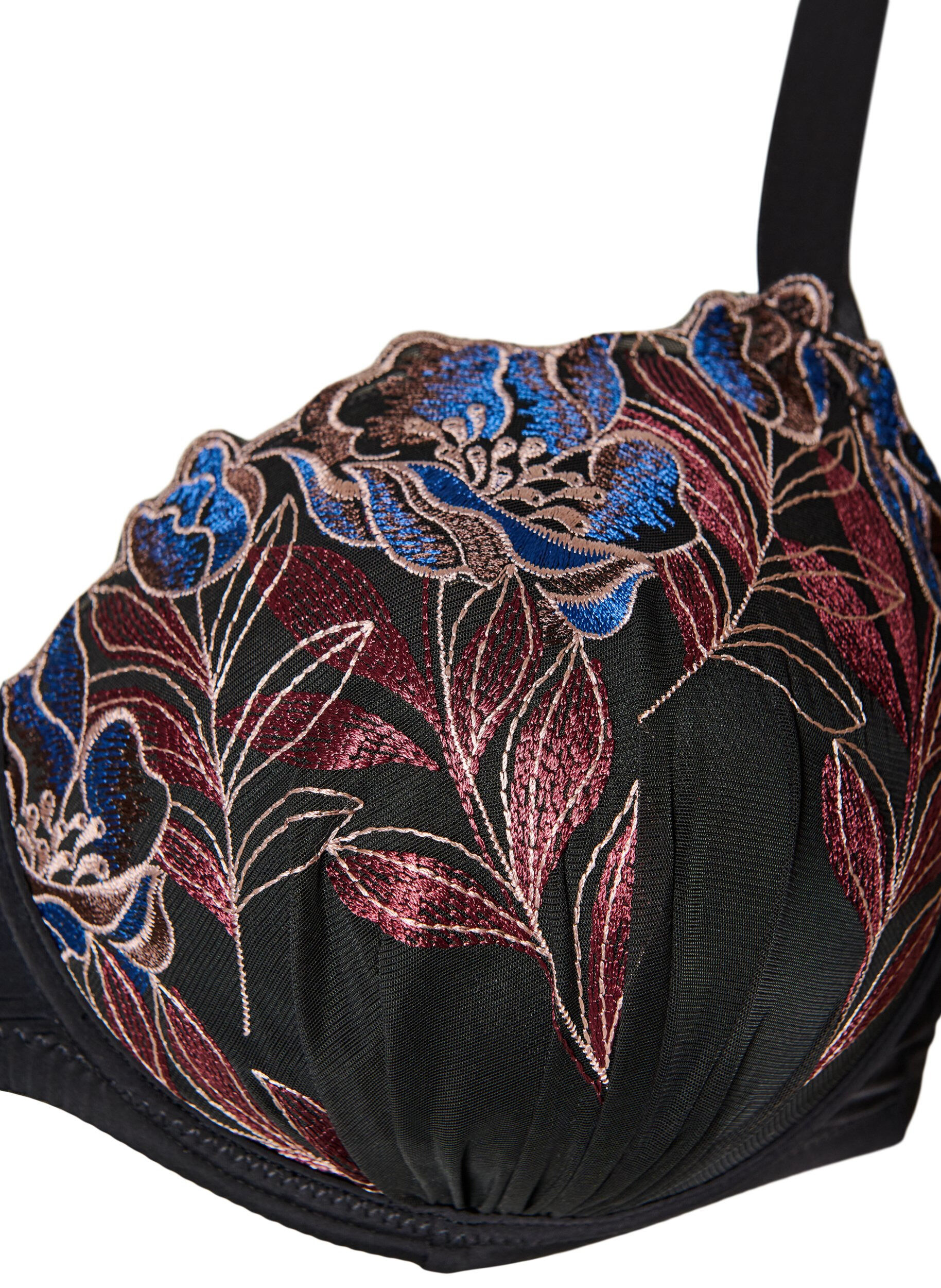 ZizziVorgeformter BH mit Blumenstickerei, Schwarz, Packshot image number 2