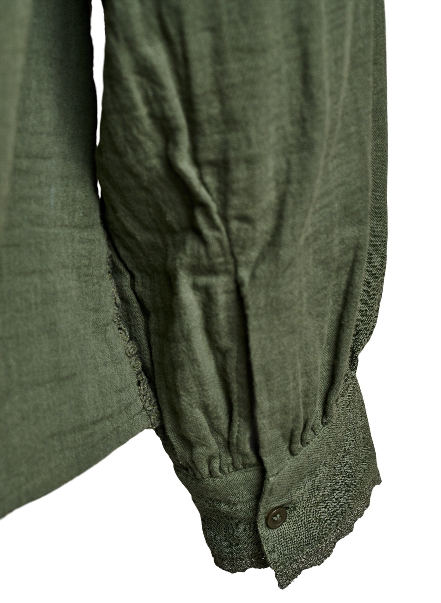 ZizziBaumwoll-Musselinbluse mit H&auml;keldetails, Gr&uuml;n, Packshot image number 3