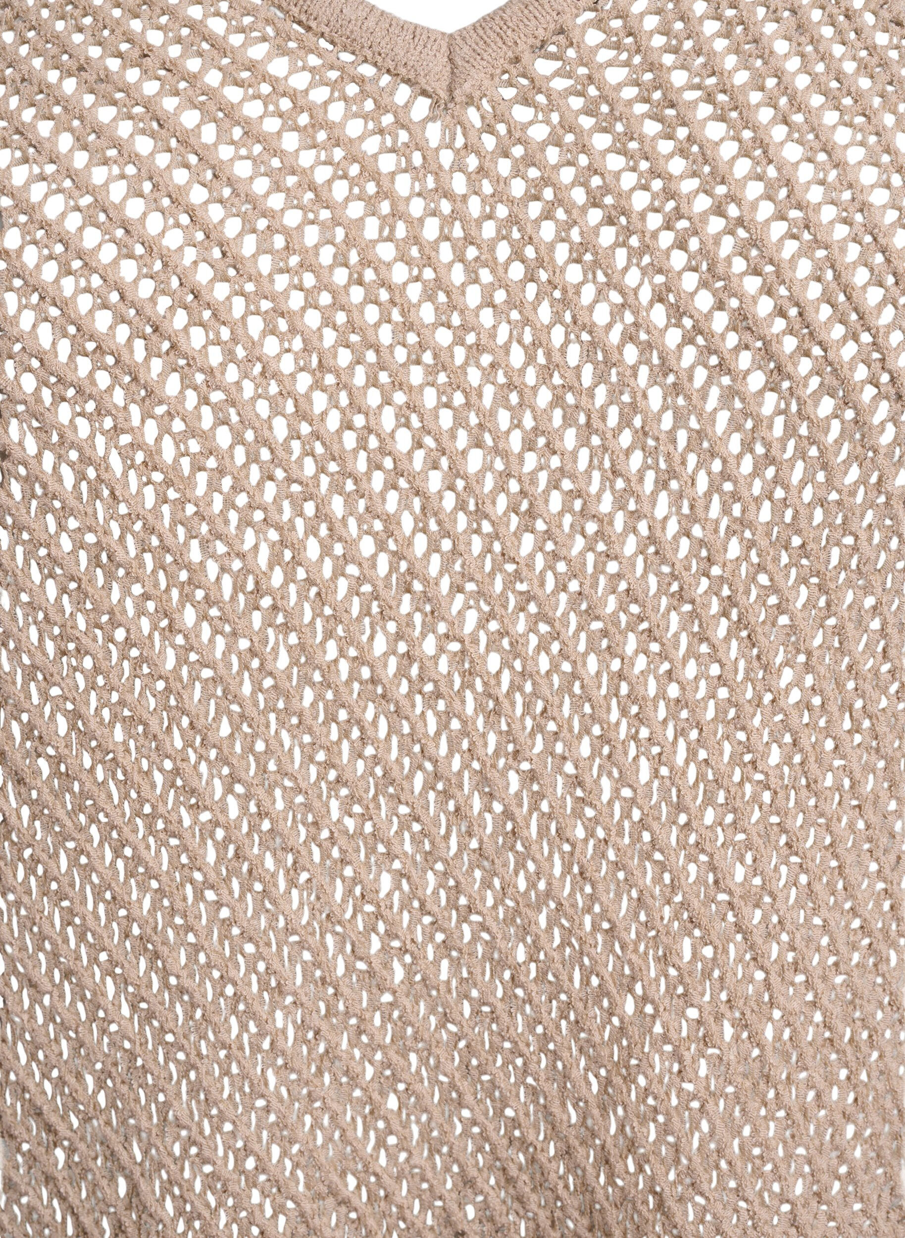 ZizziFLASH - &Auml;rmelloser Stricktop mit V-Ausschnitt, Beige, Packshot image number 2