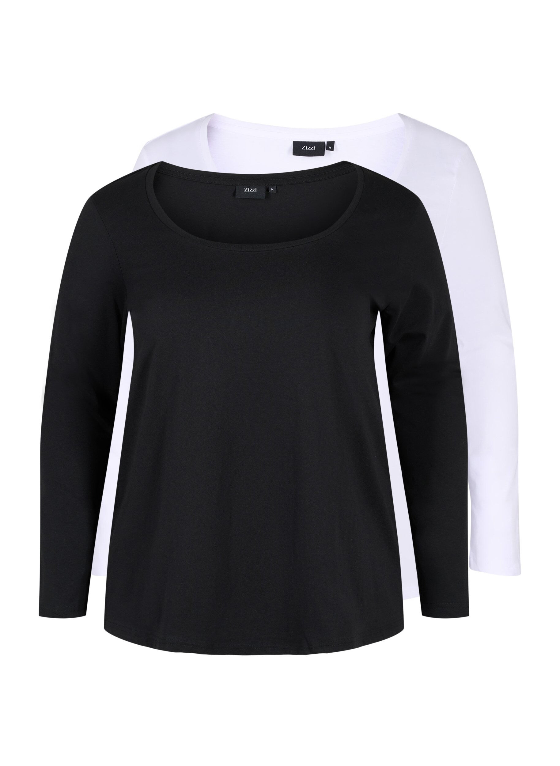 Zizzi2er-Pack Basic-Bluse aus Baumwolle, Black/Bright W, Packshot image number 0