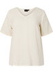Bluse aus Baumwolle mit Stickerei und kurzen Ärmeln, Buttercream, Packshot image number 0