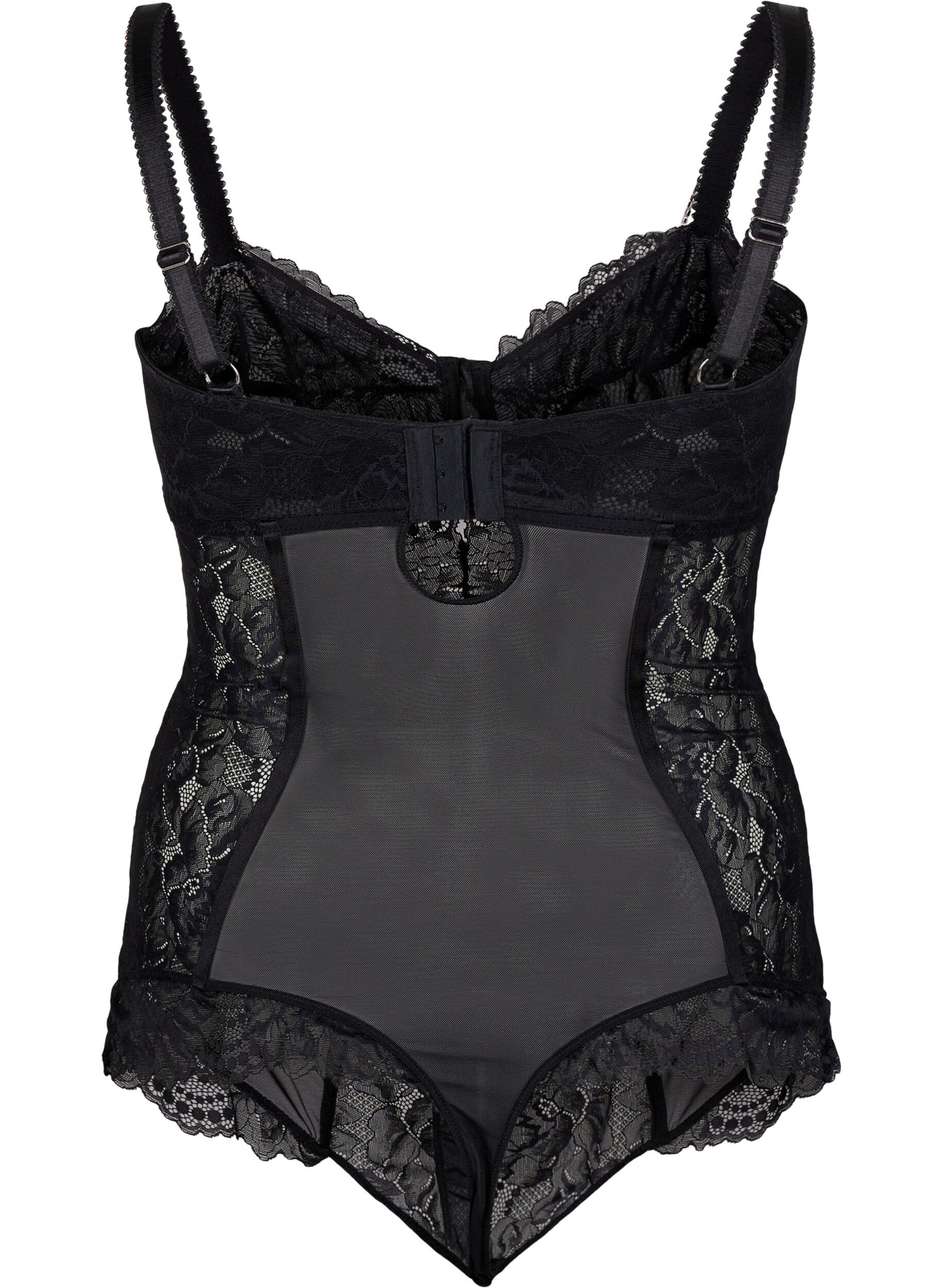 ZizziBody mit Mesh, Spitze und abnehmbarer Kette, Black, Packshot image number 1