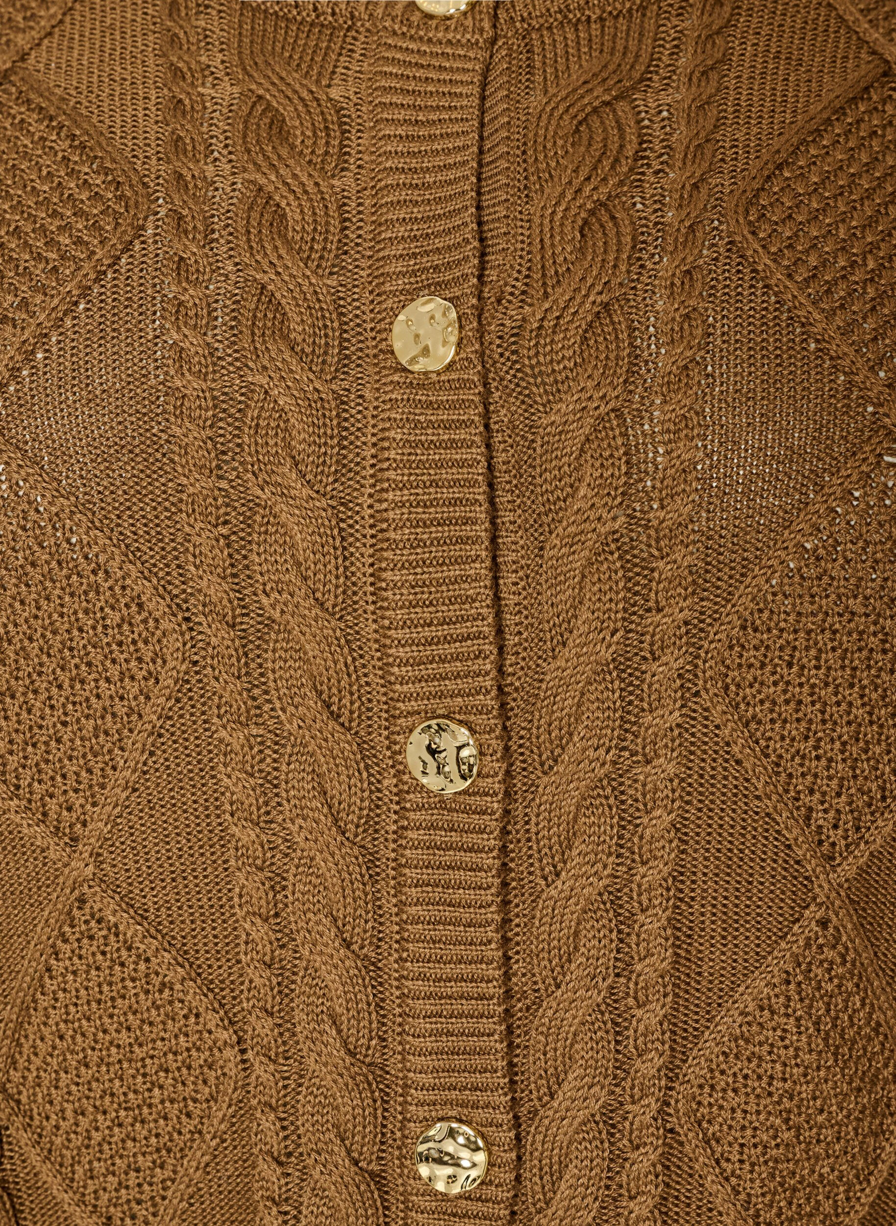 ZizziStrickjacke mit Zopfmuster und dekorativen Kn&ouml;pfen, Braun, Packshot image number 2