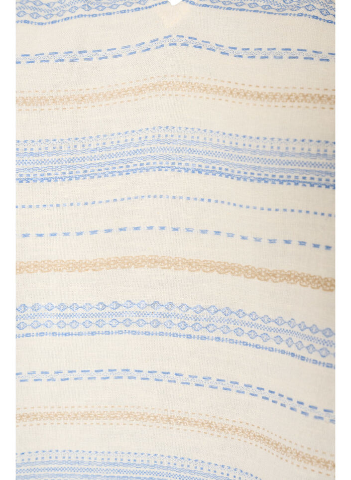 &Auml;rmellose Bluse mit R&uuml;schen und gemusterten Streifen, Vanille, Packshot image number 2