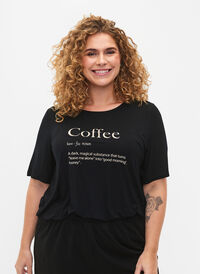 Kurzärmeliges Nacht-T-Shirt aus Viskose, Black Coffee, Model