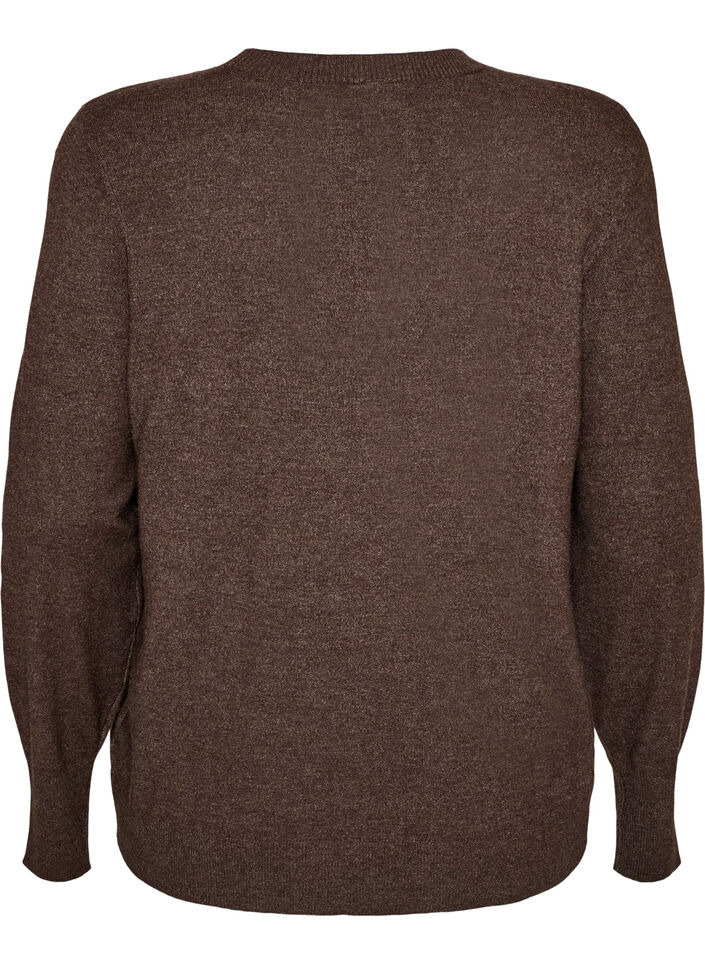 Strickbluse mit Rundhalsausschnitt, Braun, Packshot image number 1