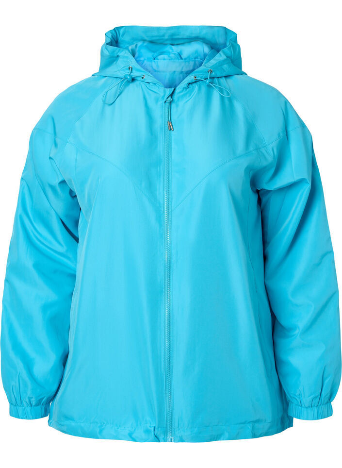 Kurze Jacke mit Kapuze und verstellbarer Saum, River Blue, Packshot image number 0