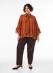 Bluse mit Bindeband und R&uuml;schendetails, Braun, Model image number 1