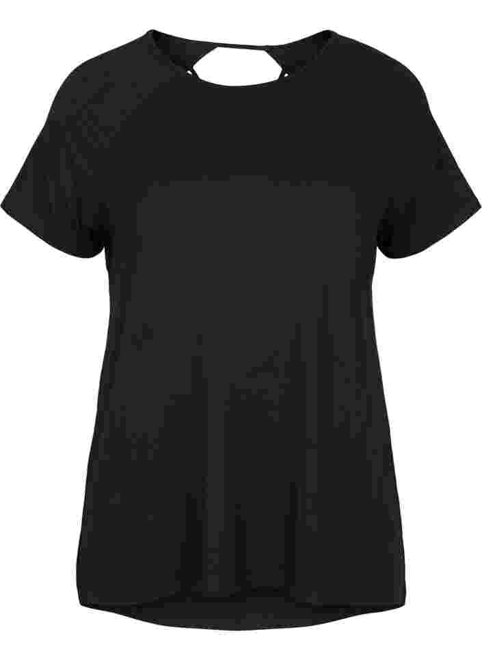 Trainings-T-Shirt aus Viskose mit Rückenausschnitt, Black, Packshot image number 0