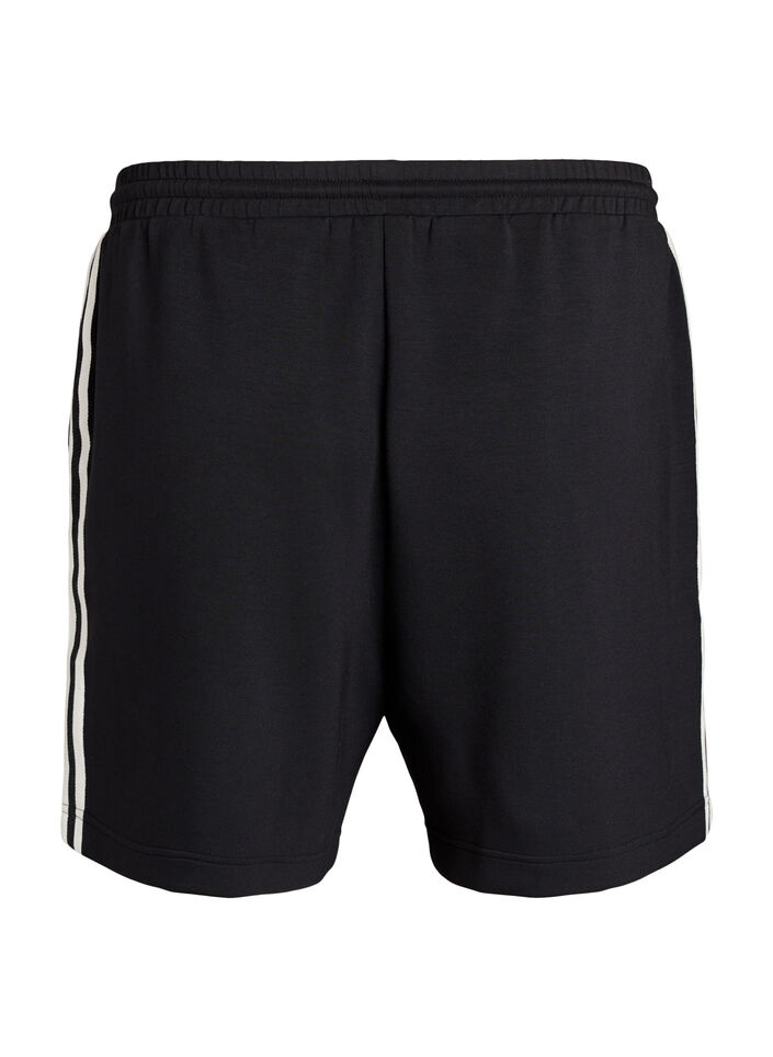 Hoch taillierte Shorts mit Streifendetails, Schwarz, Packshot image number 1