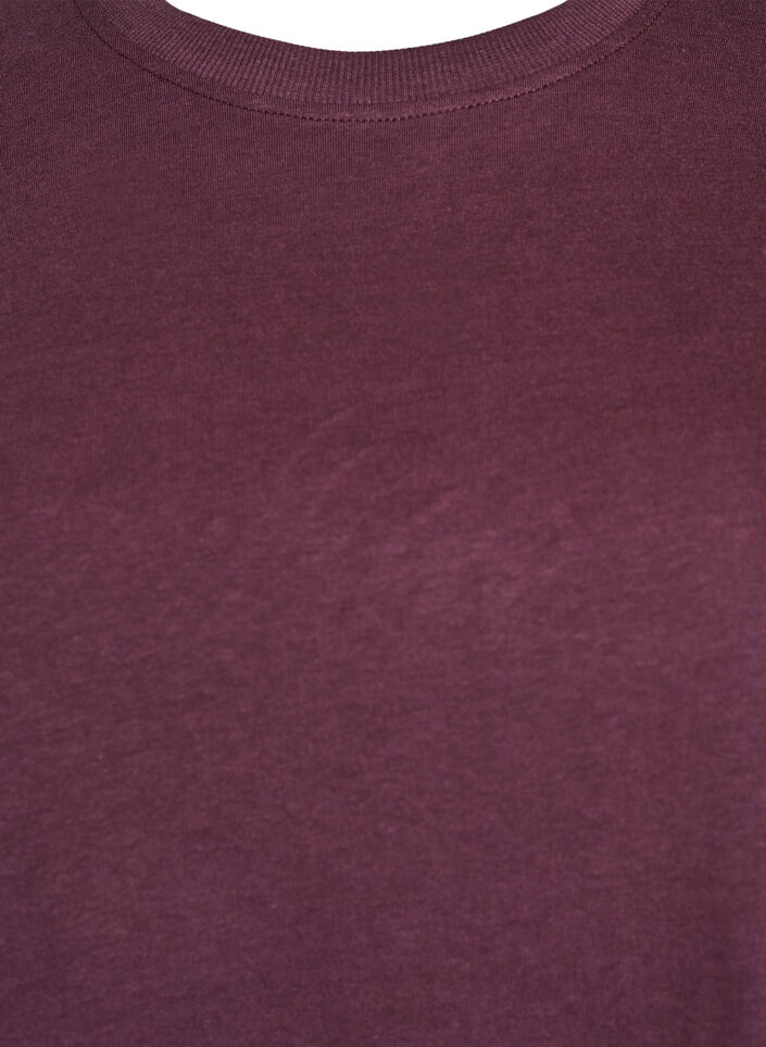 Basic-T-Shirt aus Baumwolle mit Rundhalsausschnitt, Dunkles Bordeaux, Packshot image number 2