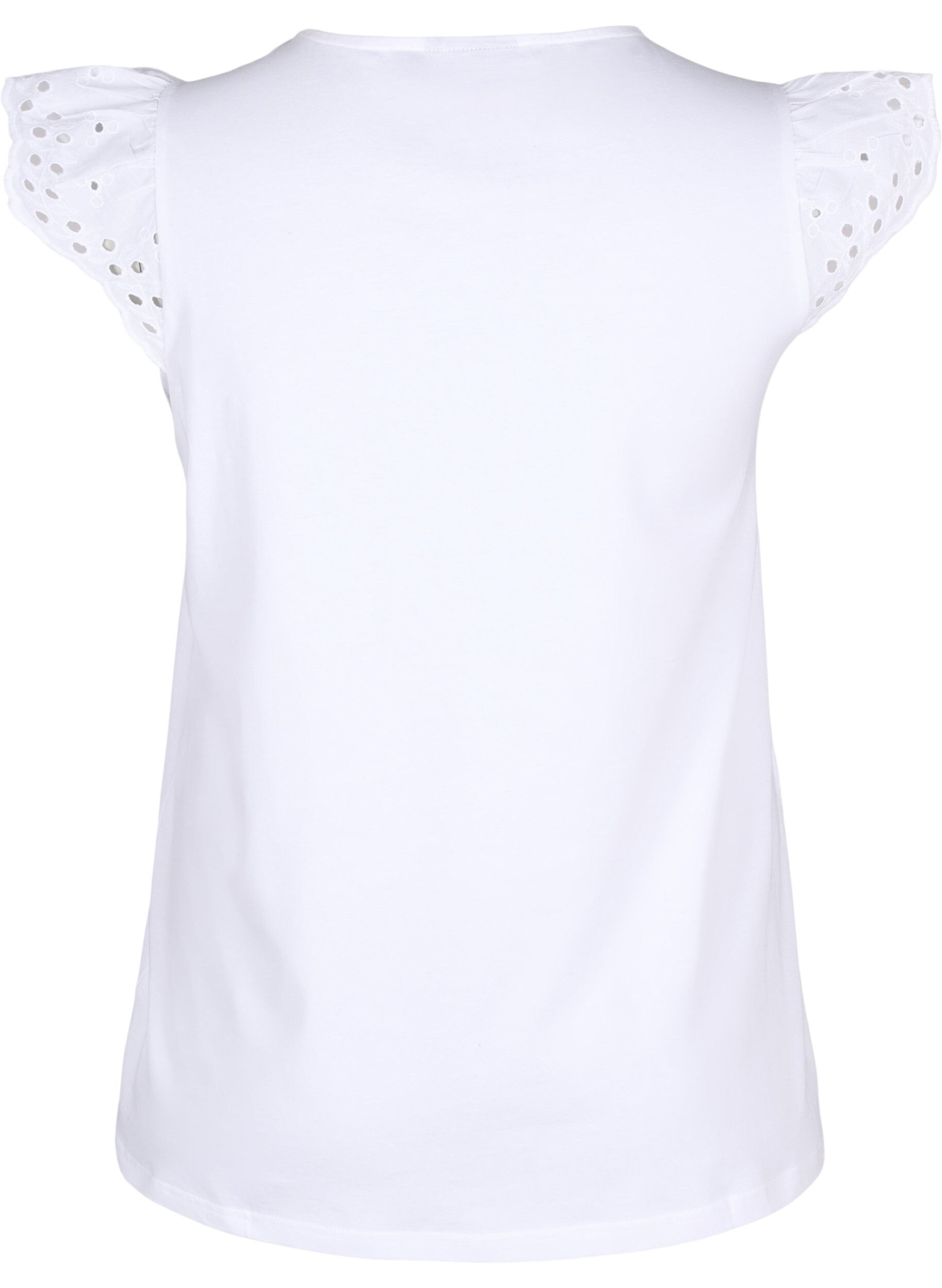 ZizziT-Shirt aus Bio-Baumwolle mit Lochstickerei, Bright White, Packshot image number 1