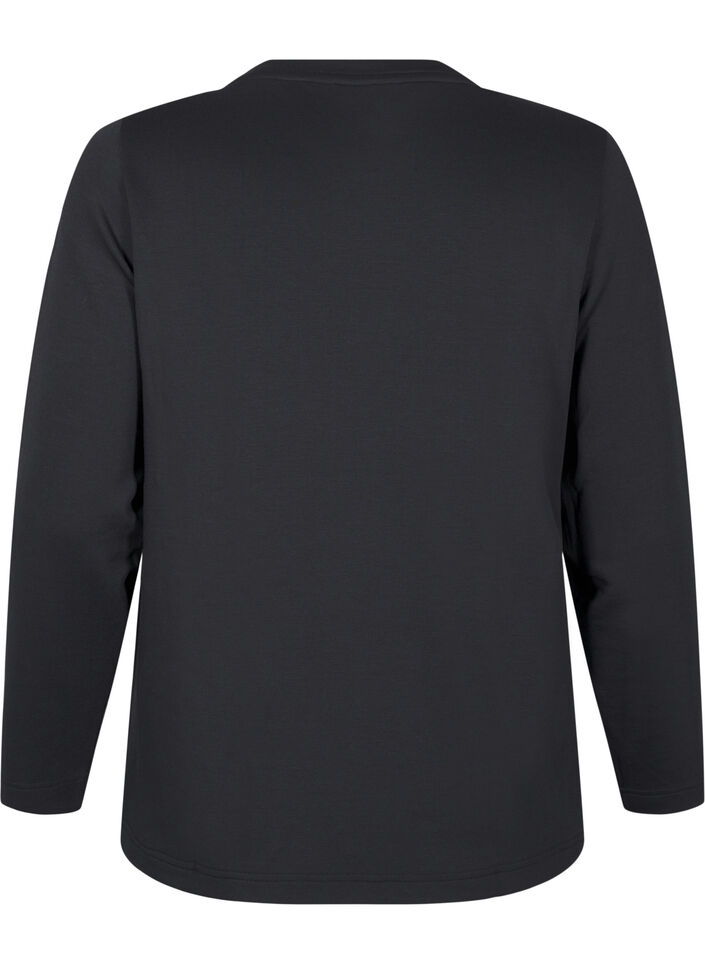 Bluse aus Modal-Mischung mit Rundhalsausschnitt, Schwarz, Packshot image number 1