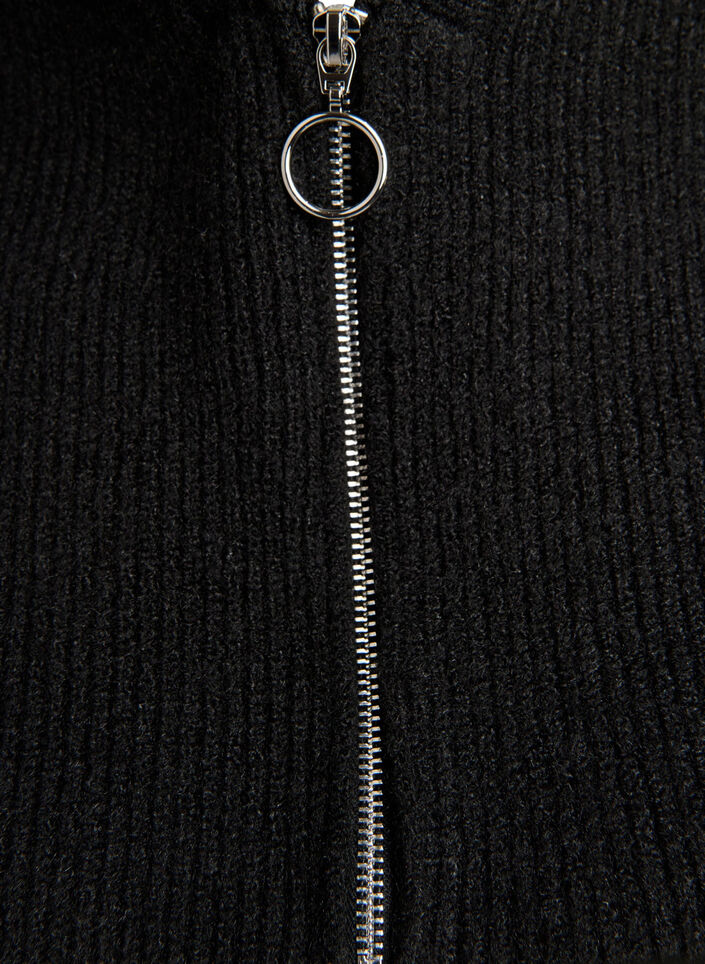 Balaclava aus Rippstrick mit Reißverschluss, Schwarz, Packshot image number 2