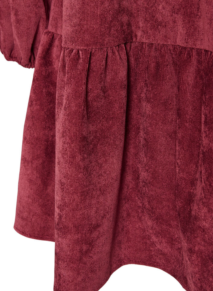 Cordkleid in A-Linie mit Stehkragen, Rot, Packshot image number 3