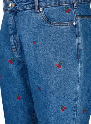 Mille Mom Fit Jeans mit Stickerei, Light Blue Cherry, Packshot image number 2