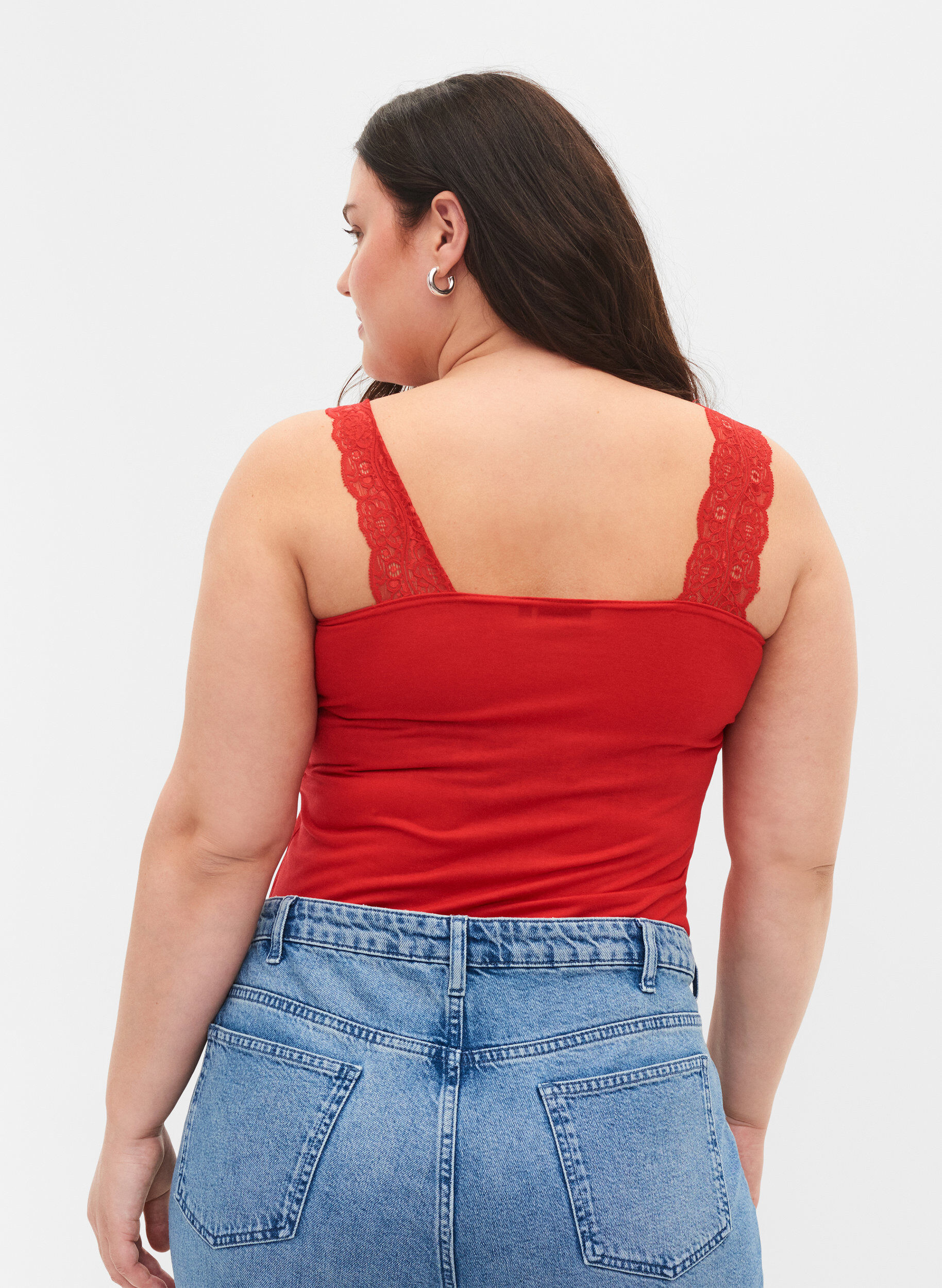 Zizzi2er-Pack Tops mit Spitze, Black/Chinese Red, Model image number 1