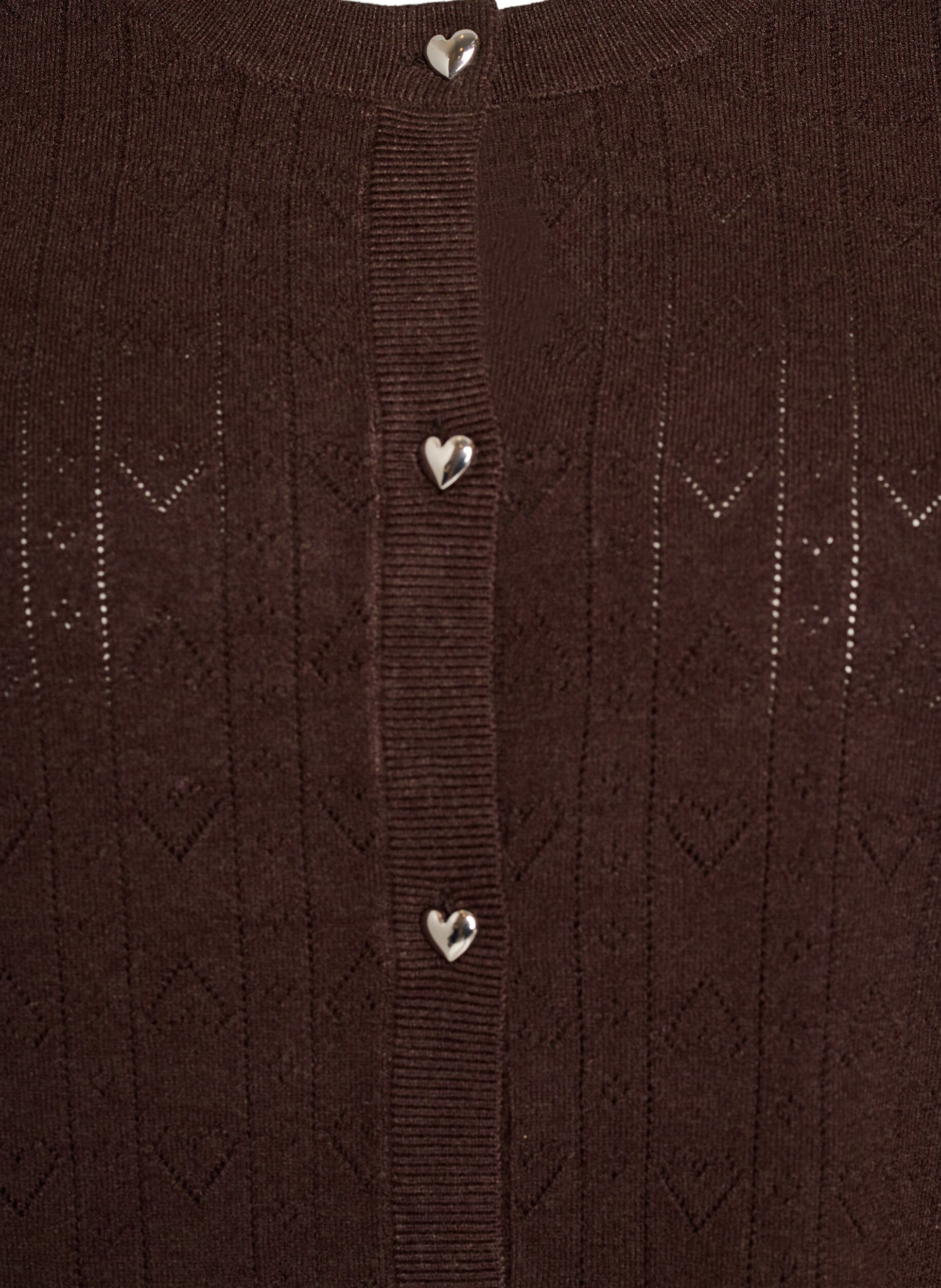ZizziStrickjacke mit Herz-Lochstickerei, Braun, Packshot image number 2