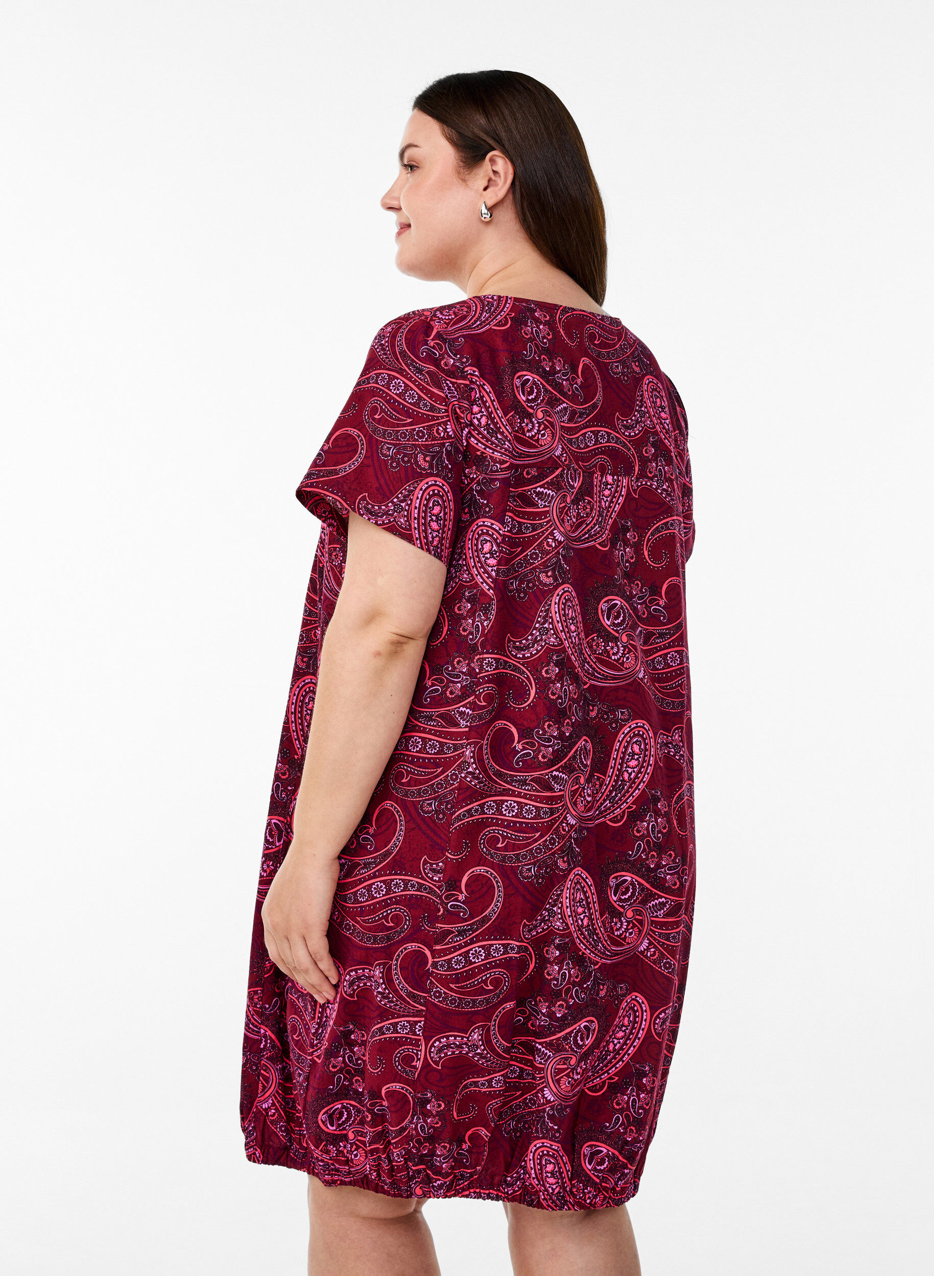 ZizziKurz&auml;rmliges Baumwollkleid mit Aufdruck, Rot, Model image number 2