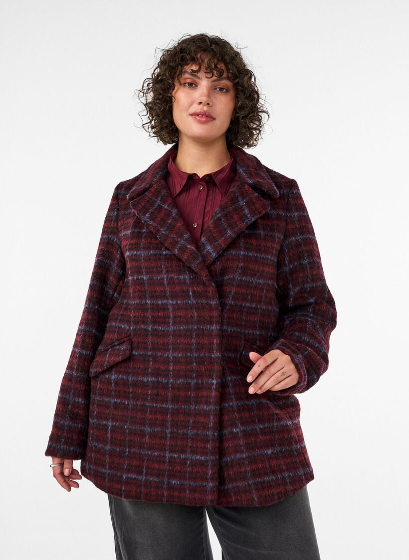 Karierte Jacke mit Taschen, Rot, Model image number 0